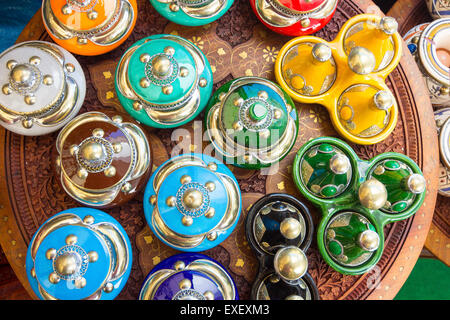 little boxes decorated Arab style many colors Stock Photo