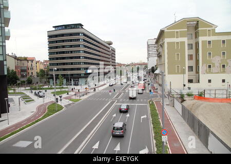 Viale Melchiorre Gioia traffic in Milan, Italy Stock Photo