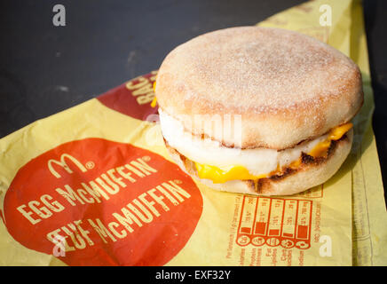 A McDonald's Egg McMuffin breakfast sandwich. Stock Photo