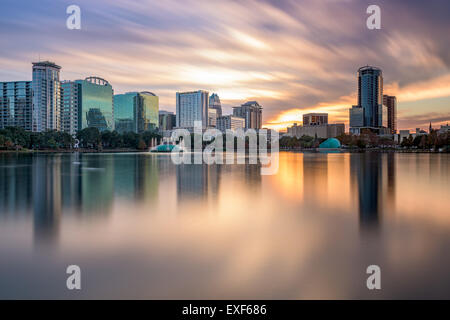 Orlando, Florida, USA skyline at Eola Lake. Stock Photo