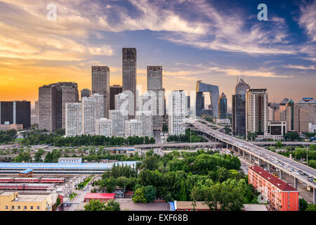 Beijing, China financial district at dusk. Stock Photo