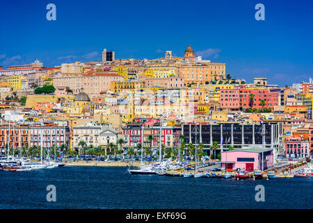 Cagliari, Sardinia, Italy coastal skyline on the Mediterranean Sea. Stock Photo