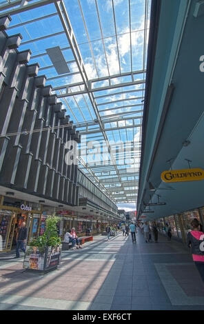 Vallingby indoor shopping center with skylight glass ceiling on a sunny summer day Stock Photo