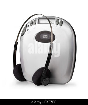 A shot of an old fashioned cd player with headphones Stock Photo