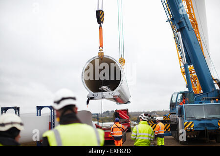 Engineers working on wind turbine Stock Photo