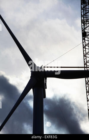 Wind turbine being erected Stock Photo
