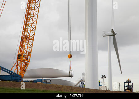 Wind turbine being erected Stock Photo