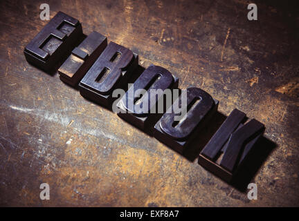 Letterpress letters spelling the words E Book Stock Photo