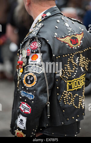 Rockers leather jacket covered in studs, patches and badges. Ton up Day ...