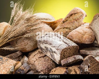 Different types of bread. Food background. Stock Photo