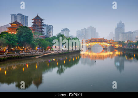 Chengdu, Sichuan, China at Anshun Bridge. Stock Photo