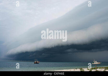 Storm clouds forming on coast of Perez Island, Gulf of Mexico Stock Photo