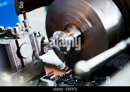Lathe in motion Stock Photo