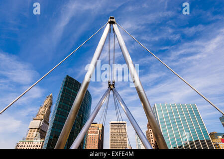 Hartford, Connecticut, USA cityscape at Founders Bridge. Stock Photo