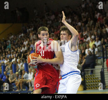 Lignano, Italy. 13th July, 2015. Serbia's Marko Tejic during the second round basketball match between Italy and Serbia of the U20 European Championship Men 2015 in Pala Getur sports hall of Lignano on Monday 13th July 2015. Credit:  Andrea Spinelli/Alamy Live News Stock Photo