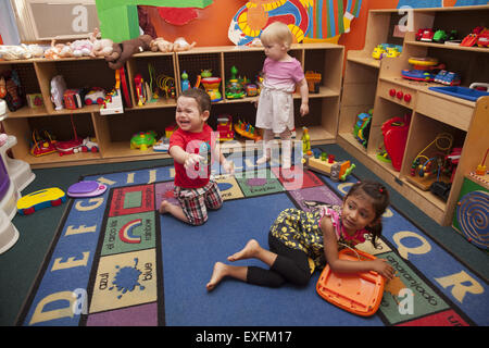 Preschool summer day camp program in the multiethnic Kensington neighborhood of Brooklyn, NY. Stock Photo