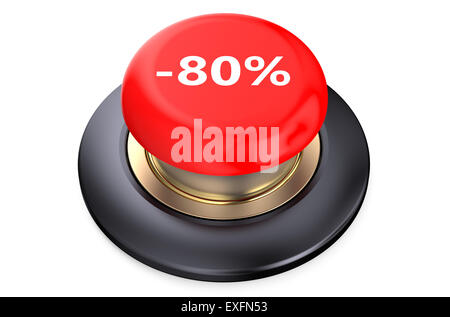 80 percent discount Red button isolated on white background Stock Photo