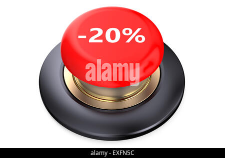 20 percent discount Red button isolated on white background Stock Photo