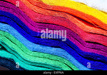detail of  multicolored crepe paper texture background Stock Photo