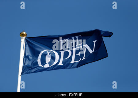 The Old Course, St Andrews, Fife, Scotland. 12th July, 2015. The Open flag flying over the first tee during practise round for the 144th Open Golf Championship. Credit:  Action Plus Sports/Alamy Live News Stock Photo