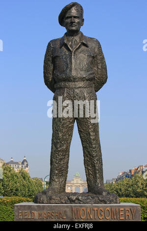 Statue of Field Marshal Bernard Law Montgomery (1887-1976) in Brussels, Belgium Stock Photo