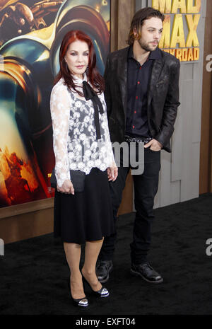 Priscilla Presley and Navarone Garibaldi at the Los Angeles premiere of 'Mad Max: Fury Road'. Stock Photo