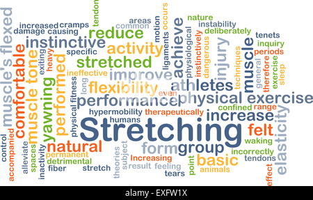 Background concept wordcloud illustration of stretching Stock Photo