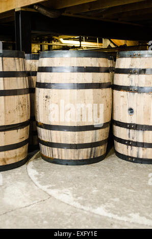 Bourbon barrels tucked away before being plugged for aging Stock Photo