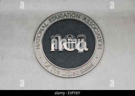 A logo sign outside of the headquarters of the National Education Association (NEA) labor union in Washington, D.C. on July 11,  Stock Photo