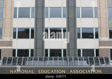 A logo sign outside of the headquarters of the National Education Association (NEA) labor union in Washington, D.C. on July 11,  Stock Photo