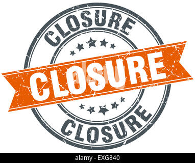 closure orange round grunge stamp on white Stock Photo - Alamy