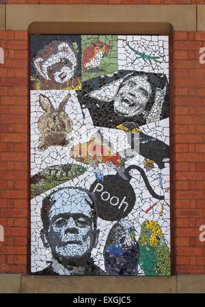 Unveiled in May 2012 these 7 mosaics by local artist Mark Kennedy are on the side of the Afflecks Palace building in Manchester Stock Photo