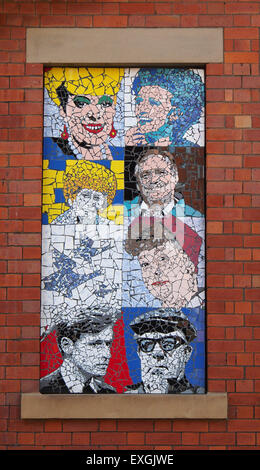 Unveiled in May 2012 these 7 mosaics by local artist Mark Kennedy are on the side of the Afflecks Palace building in Manchester