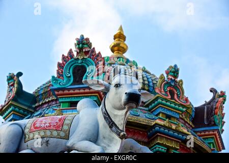 An Ornate Statue Of A Hindu Sacred Cow At The Sri Mariamman Temple, Singapore. Stock Photo