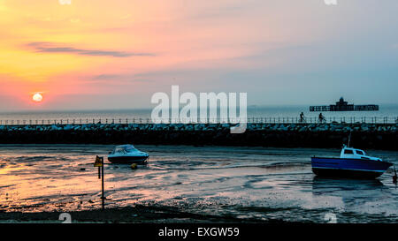 Herne Bay Harbor at sunset, Kent, England, United Kingdom Stock Photo