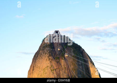 Sugar Loaf mountain cable car, in Rio de Janeiro, Brazil. Stock Photo