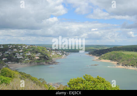 Looking Down the Kingsbridge Estuary towards Salcombe on the South West Coastal Path on the South Devon Coast, England, UK Stock Photo