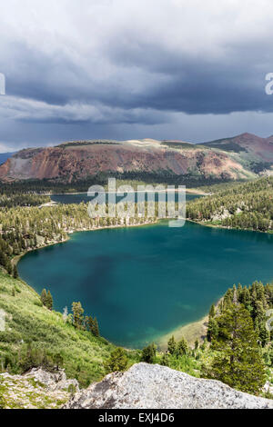 Summer thunderstorm above Lake Mary and Lake George in California's Sierra Nevada Mammoth Lakes. Stock Photo