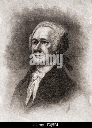 Alexander Hamilton,  1755 or 1757 –1804.  Founding father of the United States, 1st Secretary of the Treasury and chief staff aide to General George Washington. Stock Photo