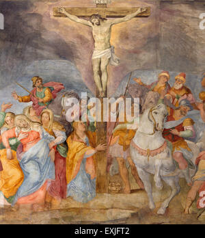ROME, ITALY - MARCH 25, 2015: The detail of Crucifixion fresco in church Chiesa San Marcello al Corso by G. B. Ricci (1613). Stock Photo