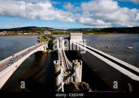 Three Bridges of Conwy - Wales - UK Stock Photo