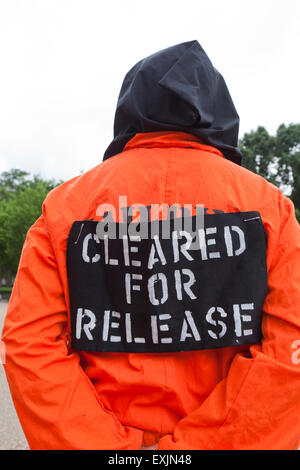 Human rights activists protesting for the closure of Guantanamo Bay prison in front of the White House - Washington, DC USA Stock Photo
