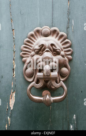 Lion's head door knocker in  Riom, Puy-de-Dôme, Auvergne, France, Europe Stock Photo