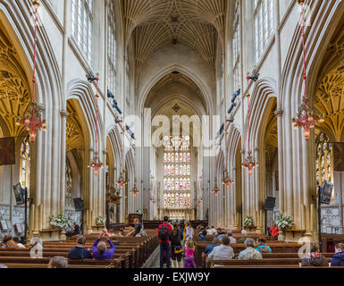 Interior of Bath Abbey, Bath, Somerset, England, UK Stock Photo