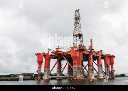 Burgny Dolphin drilling platform in Belfast for repairs. Stock Photo
