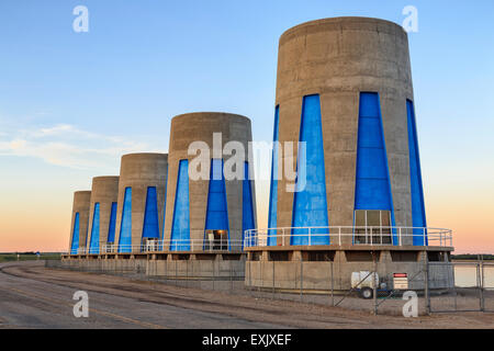 Hydroelectric power turbines at Gardiner Dam on Lake Diefenbaker, Saskatchewan, Canada. Stock Photo