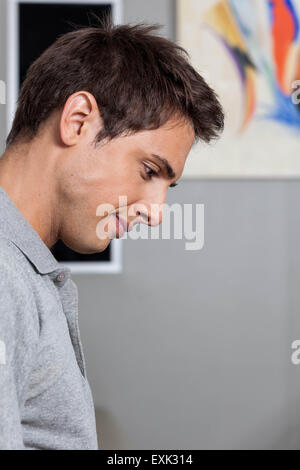 Man waiting his turn in the waiting area Stock Photo