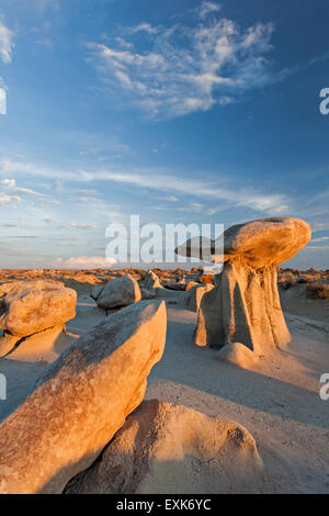 'Mushroom' rock and boulders, Bisti Wilderness Area, New Mexico USA Stock Photo