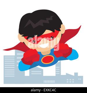 superhero,boy,vector,cartoon,illustration,cute, Stock Vector