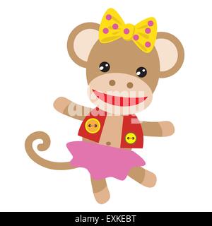 sock monkey,monkey,cute,funny,cartoon,illustration,isolated,vector,animal,jungle animal Stock Vector